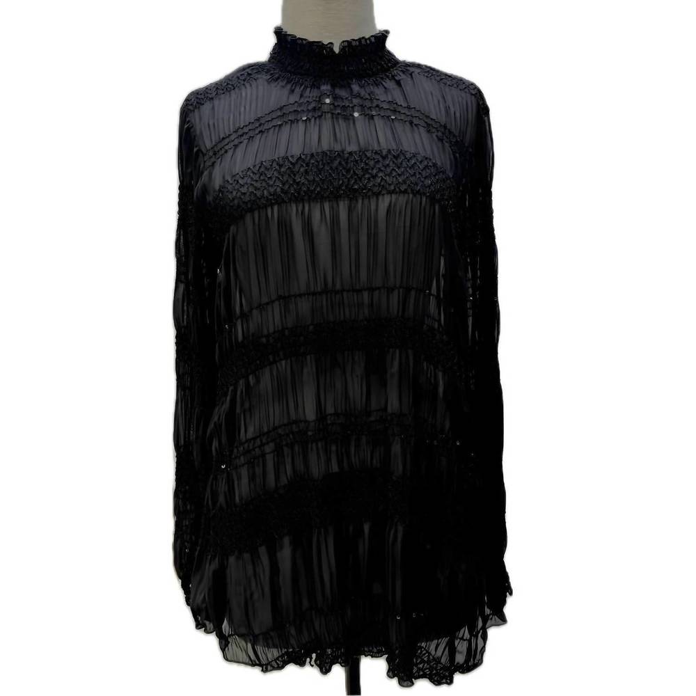 NEW STAPLES sheer sequin top in black